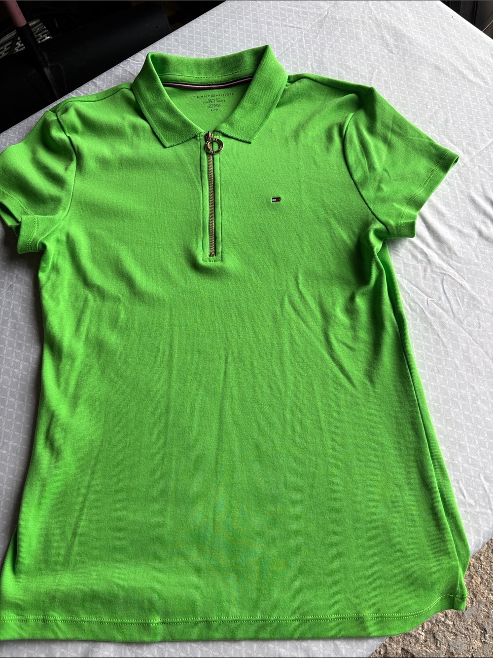 Tommy Hilfiger Bright Green Half-Zip Polo